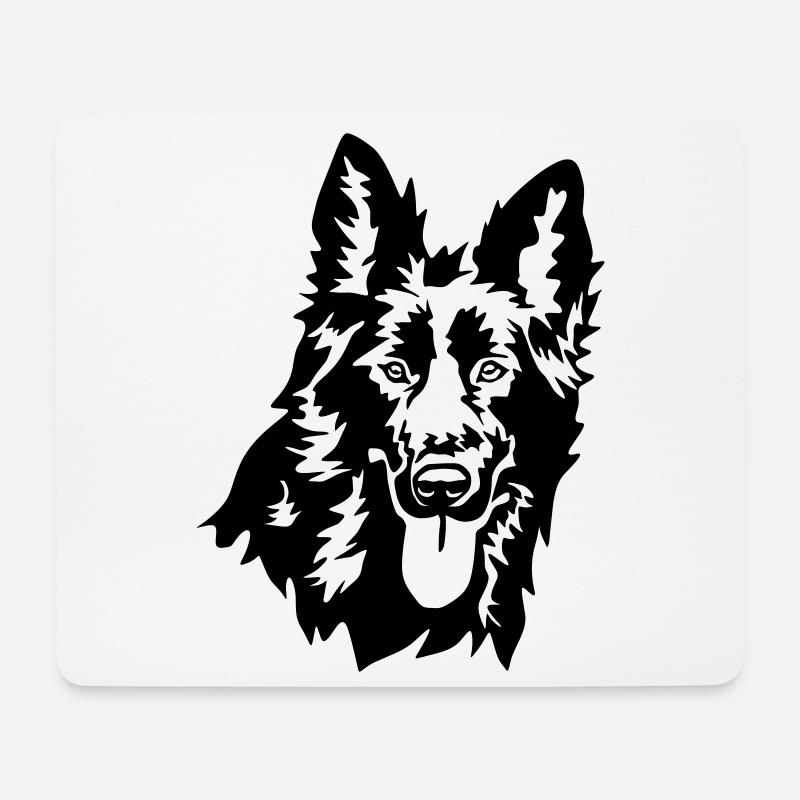 Deutscher Schäferhund Kopf - Mousepad (Querformat) - Weiß