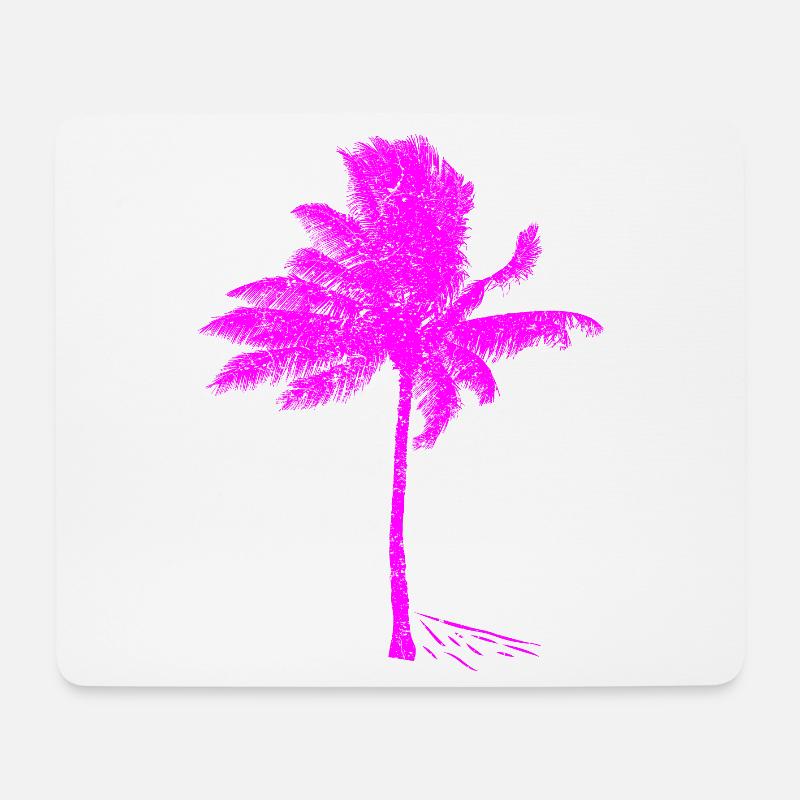 Neon Pink Palme Silhouette - Mousepad (Querformat) - Weiß