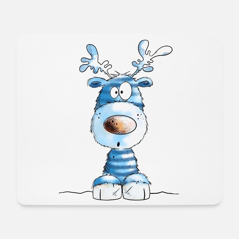 Blue Christmas Reindeer by MODARTIS - Mouse Pad (horizontal) - white