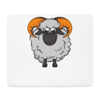 Mouton mignon avec des bois de corne - Tapis de souris (format paysage) - blanc - Devant