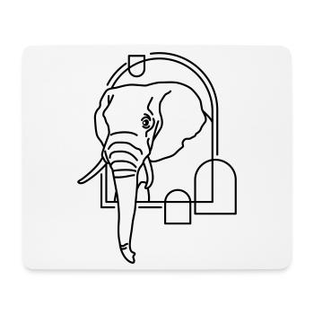 Elefant in geometrischer Form - Line-Art-Design - Mousepad (Querformat) - Weiß - Vorne
