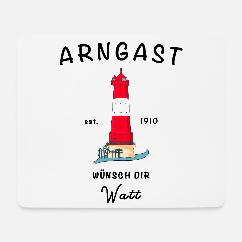 Leuchtturm Arngast, Wilhelmshaven, Ostfriesland - Mousepad (Querformat) - Weiß
