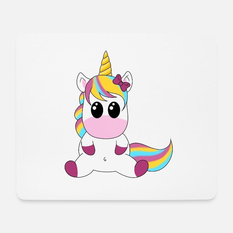 Einhorn Regenbogen Kuschelmotiv - Mousepad (Querformat) - Weiß