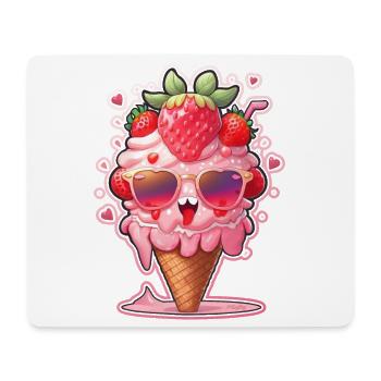 Glace à la fraise - Tapis de souris (format paysage) - blanc - Devant