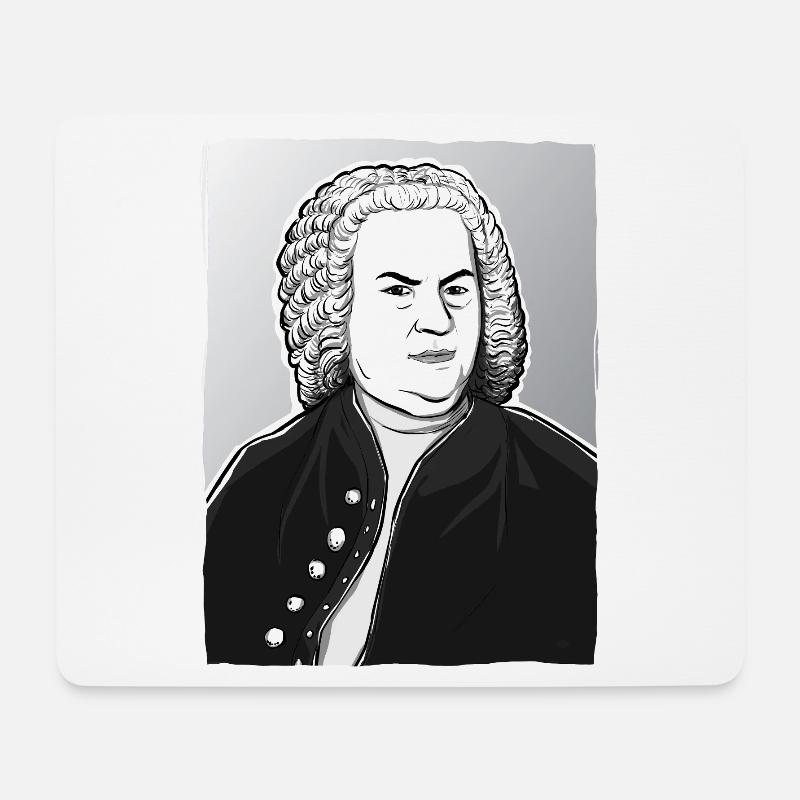 Johann Sebastian Bach in schwarz weiß und silber - Mousepad (Querformat) - Weiß