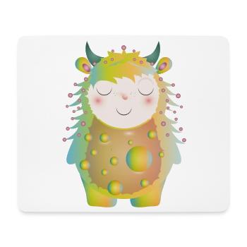 Monstre pastel mignon avec des cornes - Tapis de souris (format paysage) - blanc - Devant