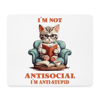 Clever cat with reading glasses - Mouse Pad (horizontal) - white - Front