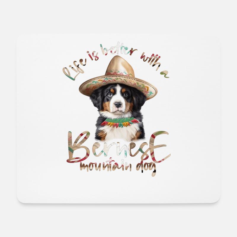 Berner Sennenhund - Mousepad (Querformat) - Weiß