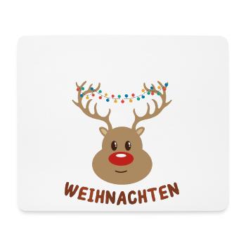 Festlicher Rudolf Rentier Weihnachtspullover - Mousepad (Querformat) - Weiß - Vorne