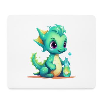 Bébé Dragon Vert avec Chemise Magic Bottle - Tapis de souris (format paysage) - blanc - Devant