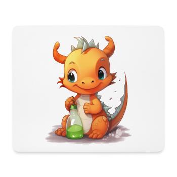 Oranger Babydrache Nuckelflasche Süß Shirt - Mousepad (Querformat) - Weiß - Vorne