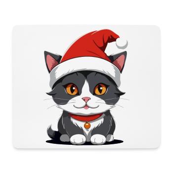 Chat Noël - Tapis de souris (format paysage) - blanc - Devant