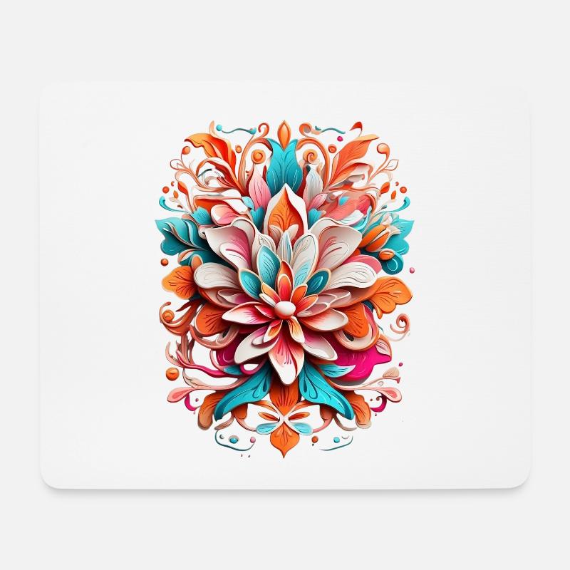 Colorful floral splendor pattern - Mouse Pad (horizontal) - white