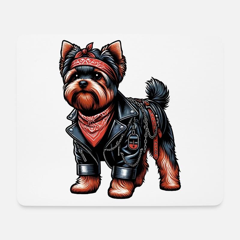 Yorkshire Terrier Rocker - Mousepad (Querformat) - Weiß