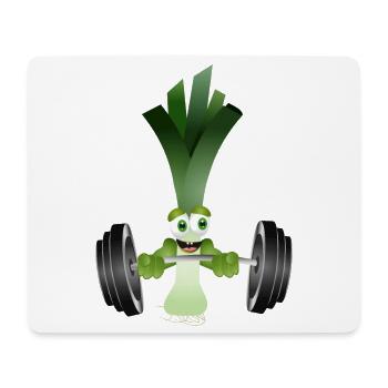 Eine Stange Lauch mit einer Hantel beim trainieren - Mousepad (Querformat) - Weiß - Vorne
