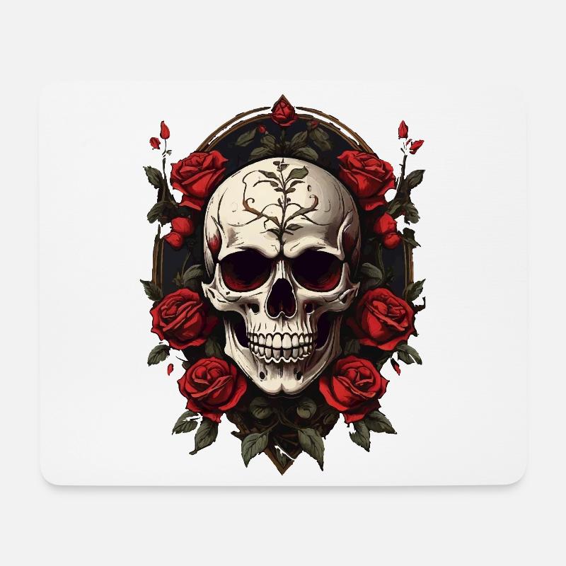 Gothic Schädel mit Rosenkranz - Mousepad (Querformat) - Weiß