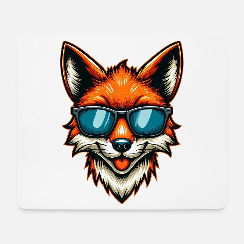 Cooler Fuchs mit Sonnenbrille Cute Cartoon Design - Mousepad (Querformat) - Weiß