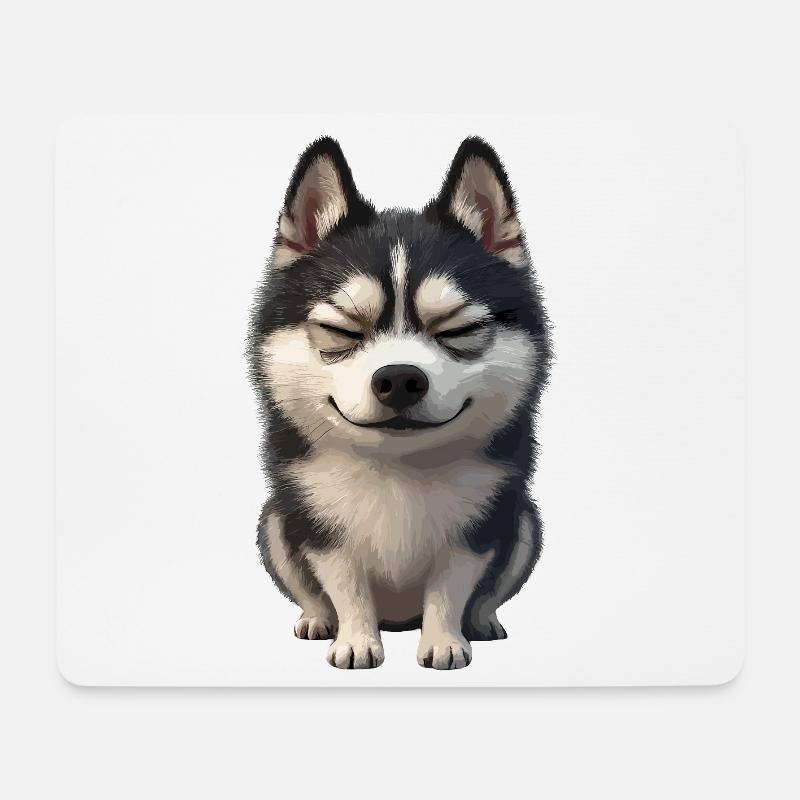Cheerful Husky Laughing Face - Mouse Pad (horizontal) - white