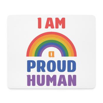 LGBT Pride Month - I am a Proud Human - Mouse Pad (horizontal) - white - Front