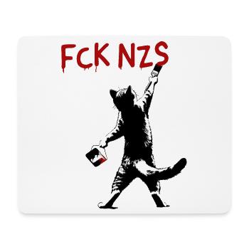 FCK NZS Chat contre le racisme Style Street Art - Tapis de souris (format paysage) - blanc - Devant