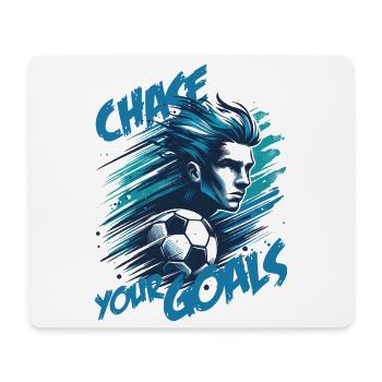 Künstlerische Fußballillustration: Verfolge deine Ziele! - Mousepad (Querformat) - Weiß - Vorne
