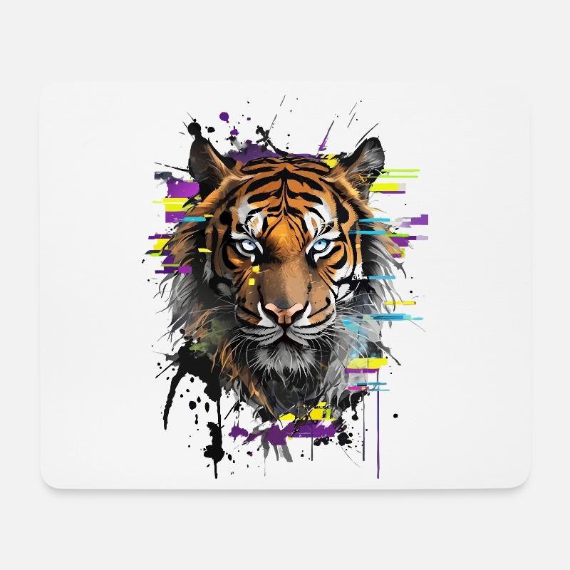 Tiger Gaze: Chromatic Symphony - Mouse Pad (horizontal) - white