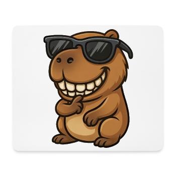Cochon d’Inde Capybara cool avec lunettes de soleil - Tapis de souris (format paysage) - blanc - Devant