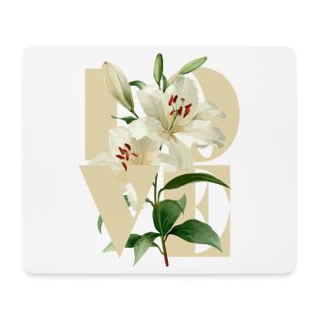 Elegantes weißes Lilien-Blumenmuster - Mousepad (Querformat) - Weiß - Vorne