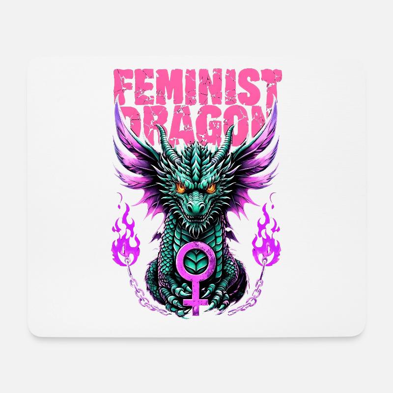 Feminist Dragon Shirt Feminismus Geschenk - Mousepad (Querformat) - Weiß