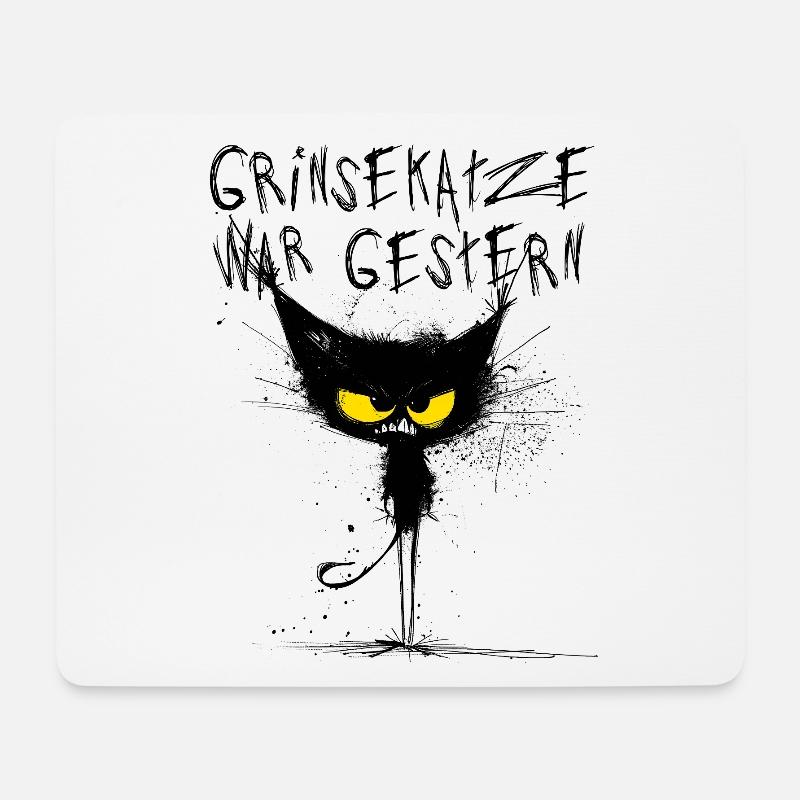 Grimmige Katze - Grinsekatze war gestern - Mousepad (Querformat) - Weiß