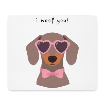 Teckel I Woof You Saint Valentin Design - Tapis de souris (format paysage) - blanc - Devant