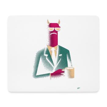 Dämon im Anzug mit Kaffee - Mousepad (Querformat) - Weiß - Vorne