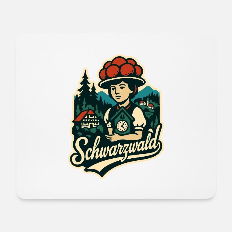 Schwarzwald Heimat Illustration mit Bollenht - Mousepad (Querformat) - Weiß
