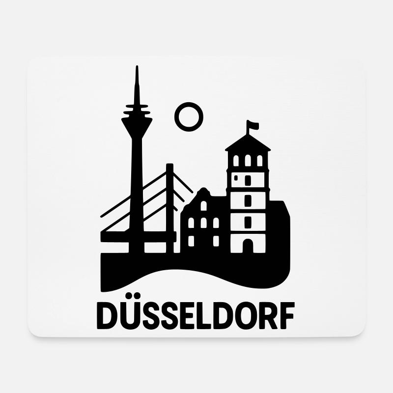 Düsseldorf Wahrzeichen Silhouette - Mousepad (Querformat) - Weiß