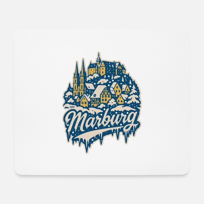 Marburg im Winterzauber - Mousepad (Querformat) - Weiß