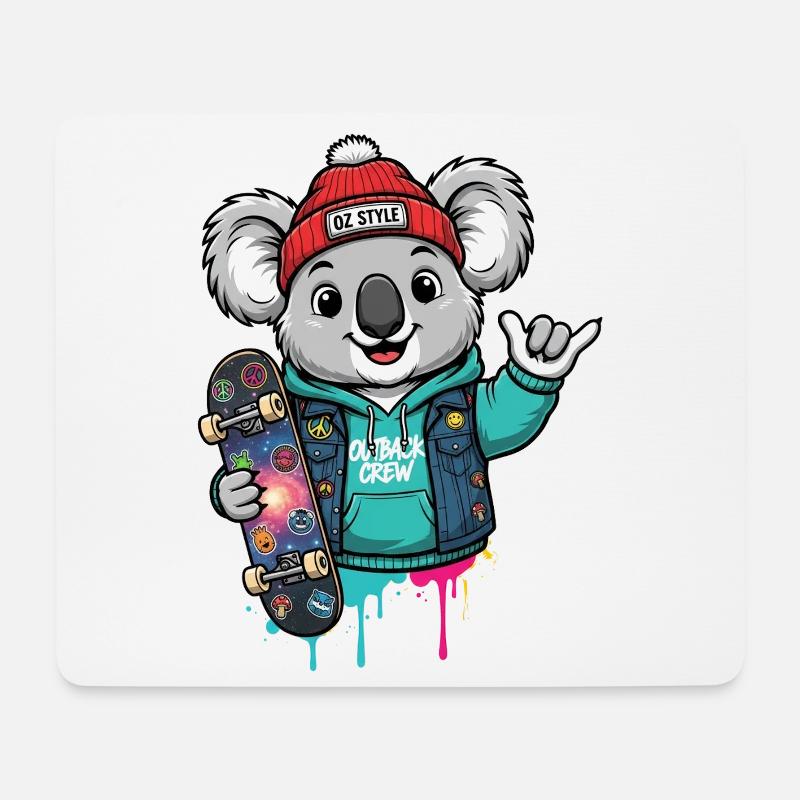 Koala Skate Hoodie Oz Style - Mousepad (Querformat) - Weiß