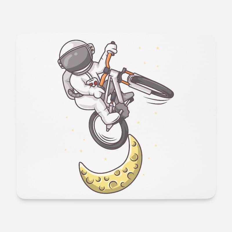 Astronaut Moon Bike Jump - Mousepad (Querformat) - Weiß