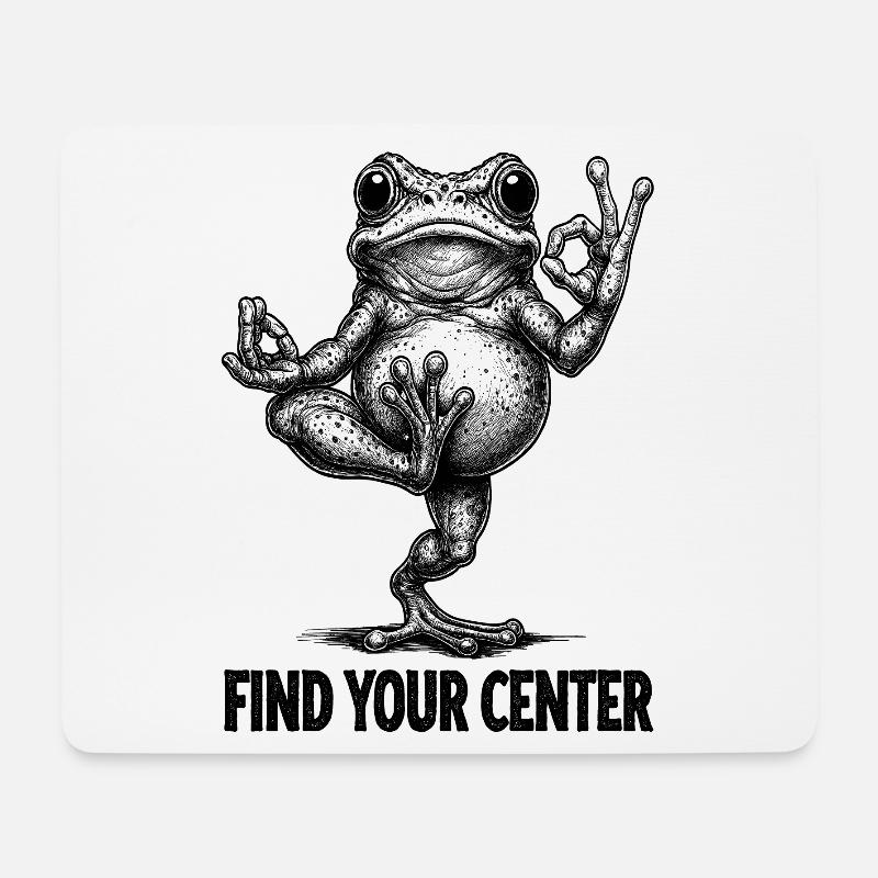 Finde deine Mitte – Yoga Frosch Illustration - Mousepad (Querformat) - Weiß