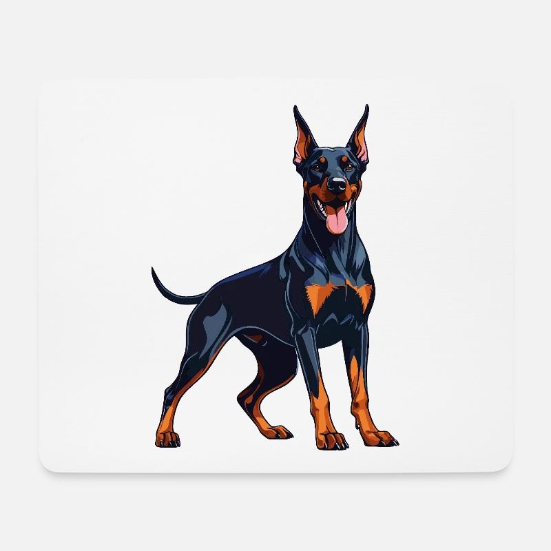 Strong Doberman – Expressive Dobie Design - Mouse Pad (horizontal) - white