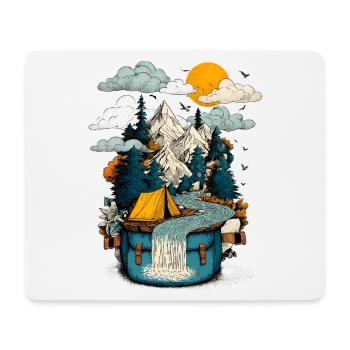 Mountain Lake Path - Camping Backpacker Motif - Mouse Pad (horizontal) - white - Front