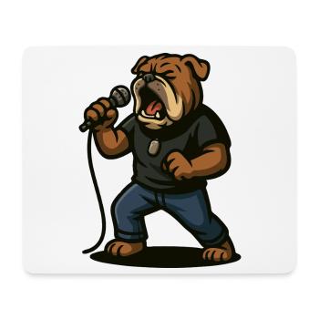 Rock Singer Bulldog with Microphone Art - Mouse Pad (horizontal) - white - Front