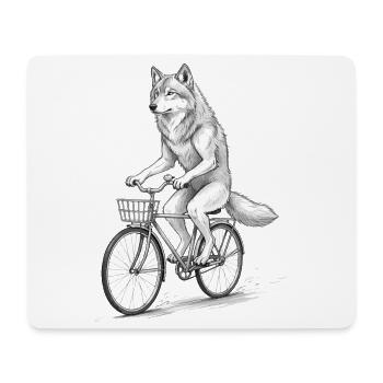 Wolf Cyclist à vélo - Tapis de souris (format paysage) - blanc - Devant