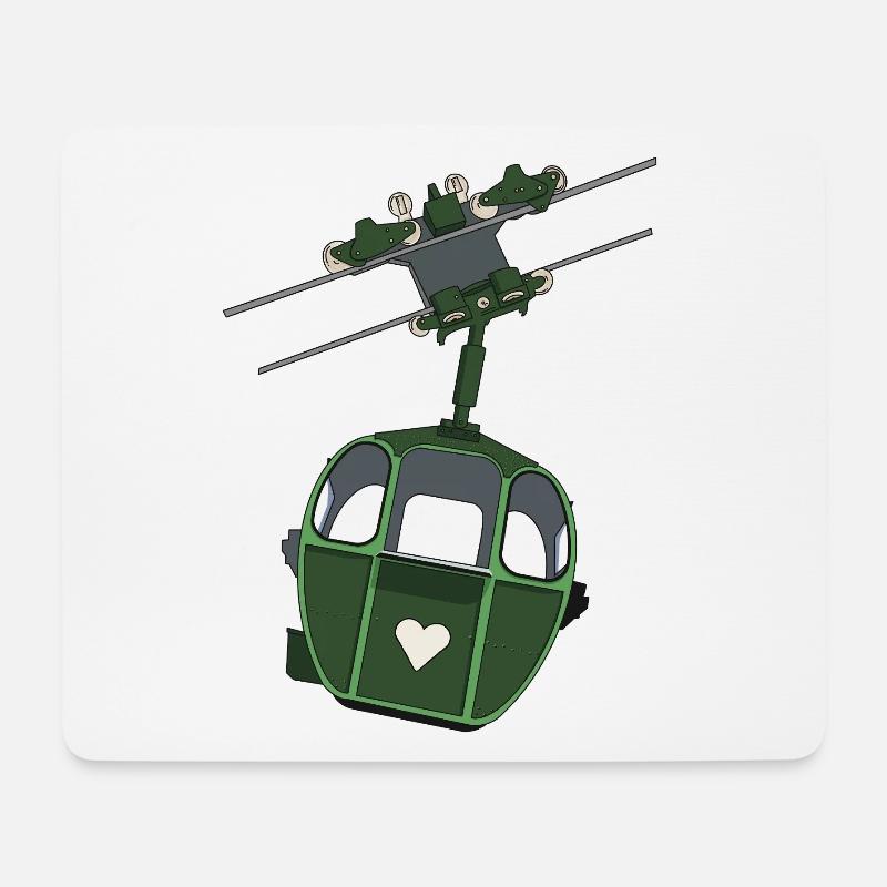 Grüne Seilbahn Herz Motiv - Mousepad (Querformat) - Weiß