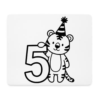 Party Tiger with Number 5 Cartoon Illustration - Mouse Pad (horizontal) - white - Front