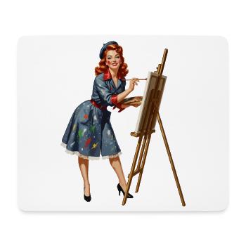 Retro-Pin-up-Malung auf Leinwand - Mousepad (Querformat) - Weiß - Vorne