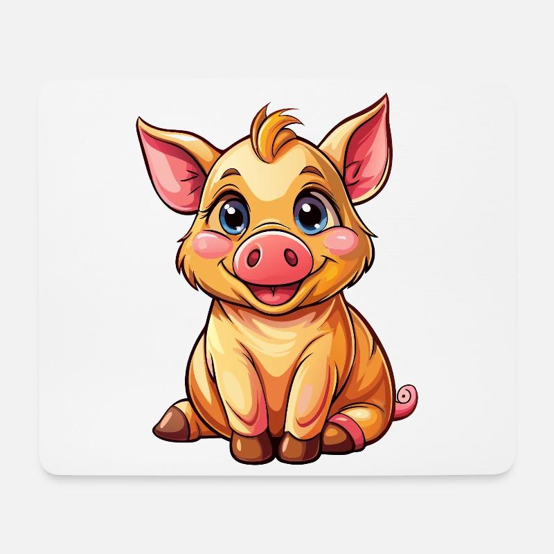 Sitting pig - Mouse Pad (horizontal) - white