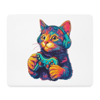 Lustige Katze Gaming Gamer  - Mousepad (Querformat) - Weiß - Vorne