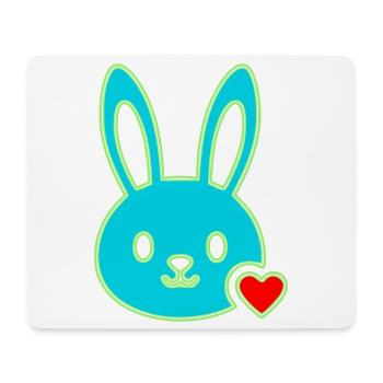 Neon Hase Kopf Herz Y2K Cute Vektor - Mousepad (Querformat) - Weiß - Vorne