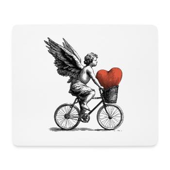 Heart Angel on Bicycle - Mouse Pad (horizontal) - white - Front