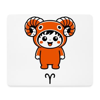 Sternzeichen Widder im Kawaii Style - Mousepad (Querformat) - Weiß - Vorne